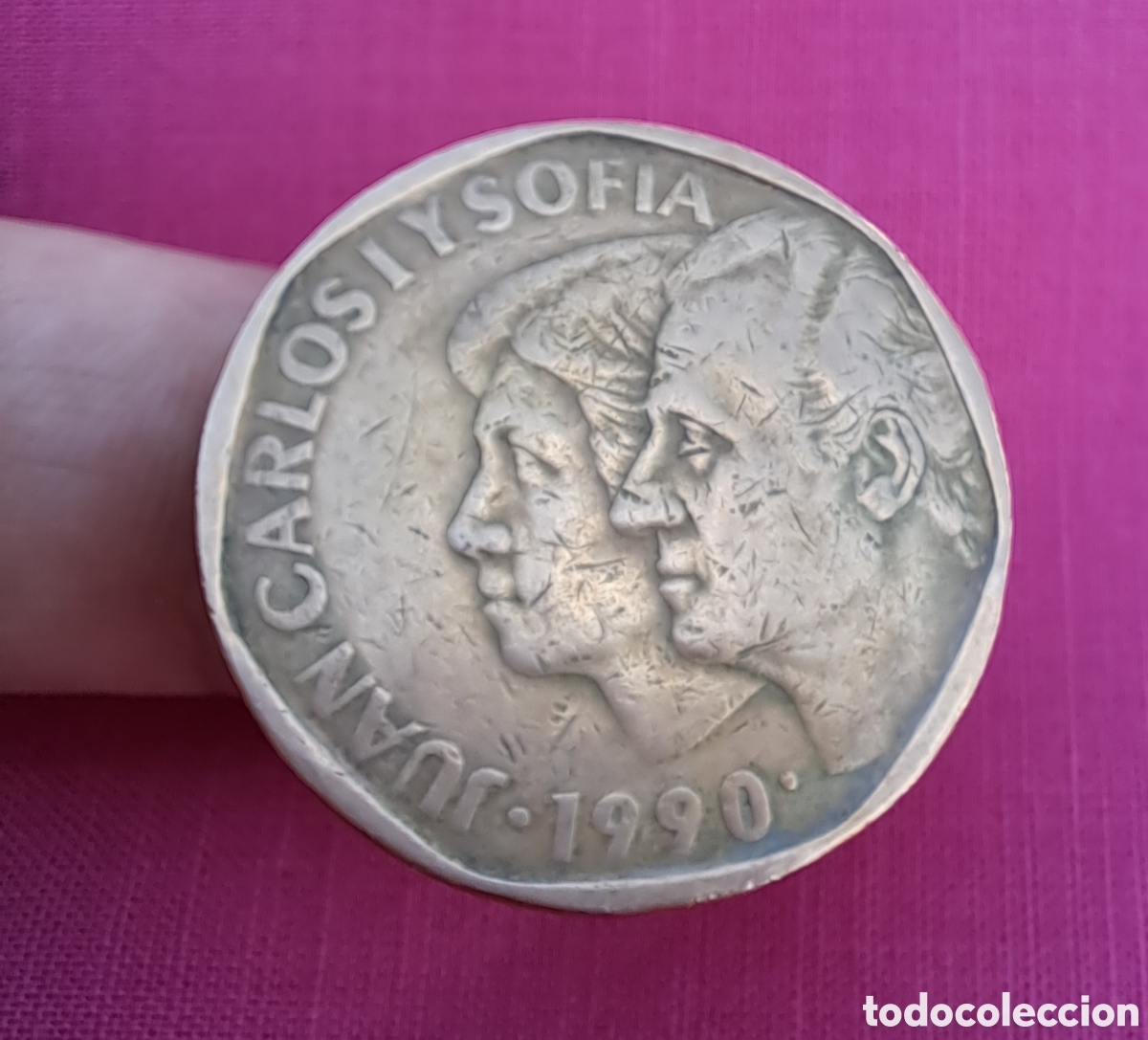 Monedas Juan Carlos I: Moneda 500 Pesetas 1990 Juan Carlos I y Sof&iacute;a