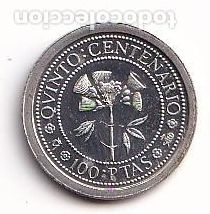 M&uuml;nzen unter Juan Carlos I: MONEDA DE PLATA DE ESPA&Ntilde;A DE 100 PESETAS DEL A&Ntilde;O 1991 QUINTO CENTENARIO