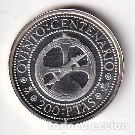 Monnaies Juan Carlos I: MONEDA DE PLATA DE ESPA&Ntilde;A DE 200 PESETAS DEL A&Ntilde;O 1989 DEL QUINTO CENTENARIO