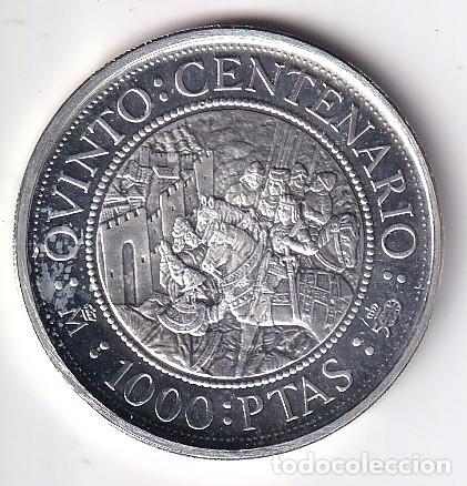 Monedas Juan Carlos I: MONEDA DE PLATA DE ESPA&Ntilde;A DE 1000 PESETAS DEL A&Ntilde;O 1989 QUINTO CENTENARIO