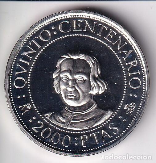 Monedas Juan Carlos I: MONEDA DE PLATA DE ESPA&Ntilde;A DE 2000 PESETAS DEL A&Ntilde;O 1989 QUINTO CENTENARIO