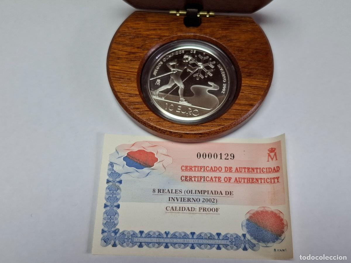 Monedas Juan Carlos I: Estuche moneda de 10 EUROS de PLATA de 2002 JUEGOS DE INVIERNO BANCO DE ESPA&Ntilde;A en PROOF