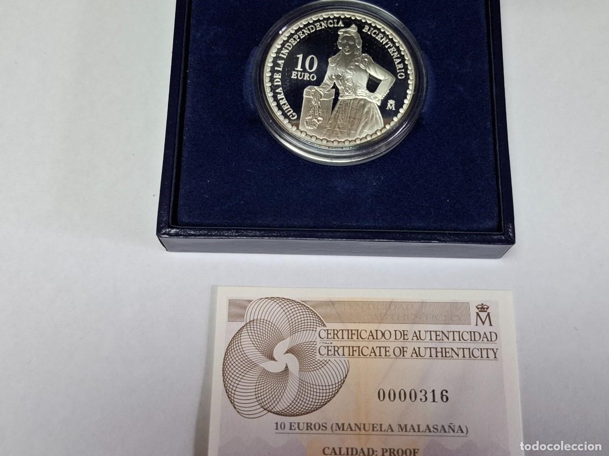 Monedas Juan Carlos I: Estuche moneda de 10 EUROS DE PLATA de 2008 MANUELA MALASA&Ntilde;A BANCO DE ESPA&Ntilde;A en PROOF