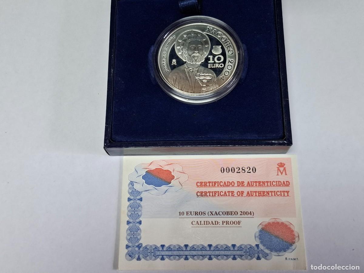 Monedas Juan Carlos I: estuche moneda de 10 EUROS de PLATA de 2004 XACOBEO 2004 BANCO DE ESPA&Ntilde;A en PROOF
