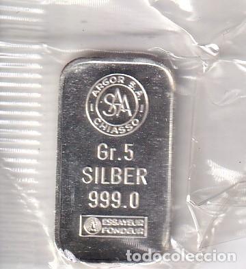 Monedas Juan Carlos I: LINGOTE DE PLATA FINA DE 5 GRAMOS DE LEY 999 DE ESSAYEUR FONDEUR