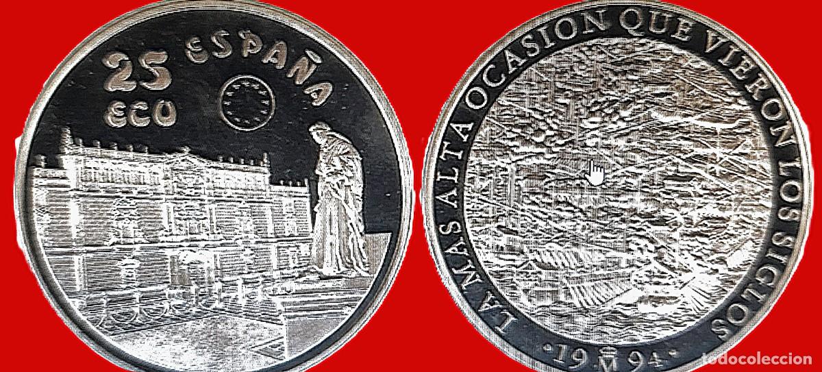 Monedas Juan Carlos I: Espa&ntilde;a. 25 Ecus 1994 .Plata 925 Conmemorativa Cervantes. Gran tama&ntilde;o