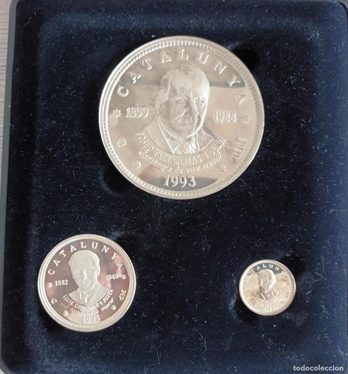 Monedas Juan Carlos I: ESTUCHE CON 3 MONEDAS DE PLATA DE ECU DE CATALUNYA - JOSEP TARRADELLAS-LLUIS COMPANYS-PAU CLARIS