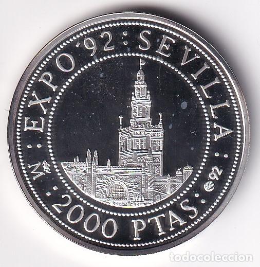 Monedas Juan Carlos I: MONEDA DE PLATA DE ESPA&Ntilde;A DE 2000 PESETAS DEL A&Ntilde;O 1992 EXPO 92 SEVILLA