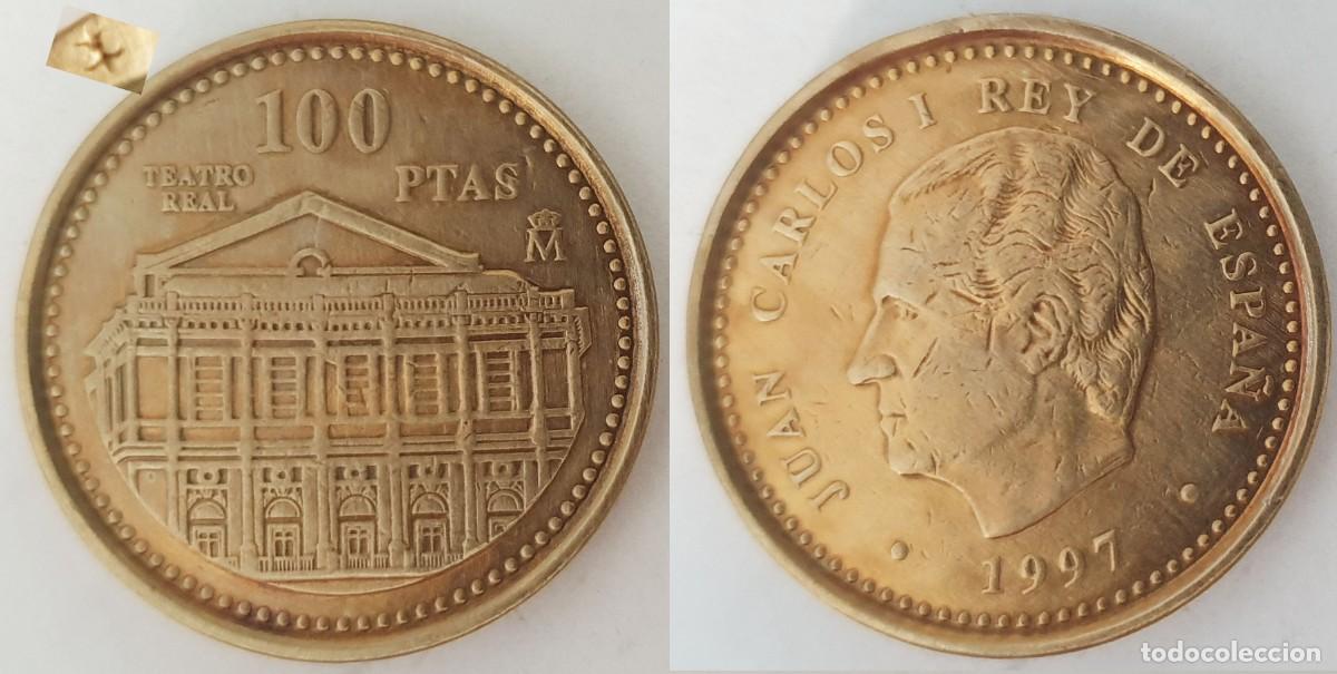 Monedas Juan Carlos I: Espa&ntilde;a 100 Pesetas 1997 Teatro Real - Lis mira al motivo