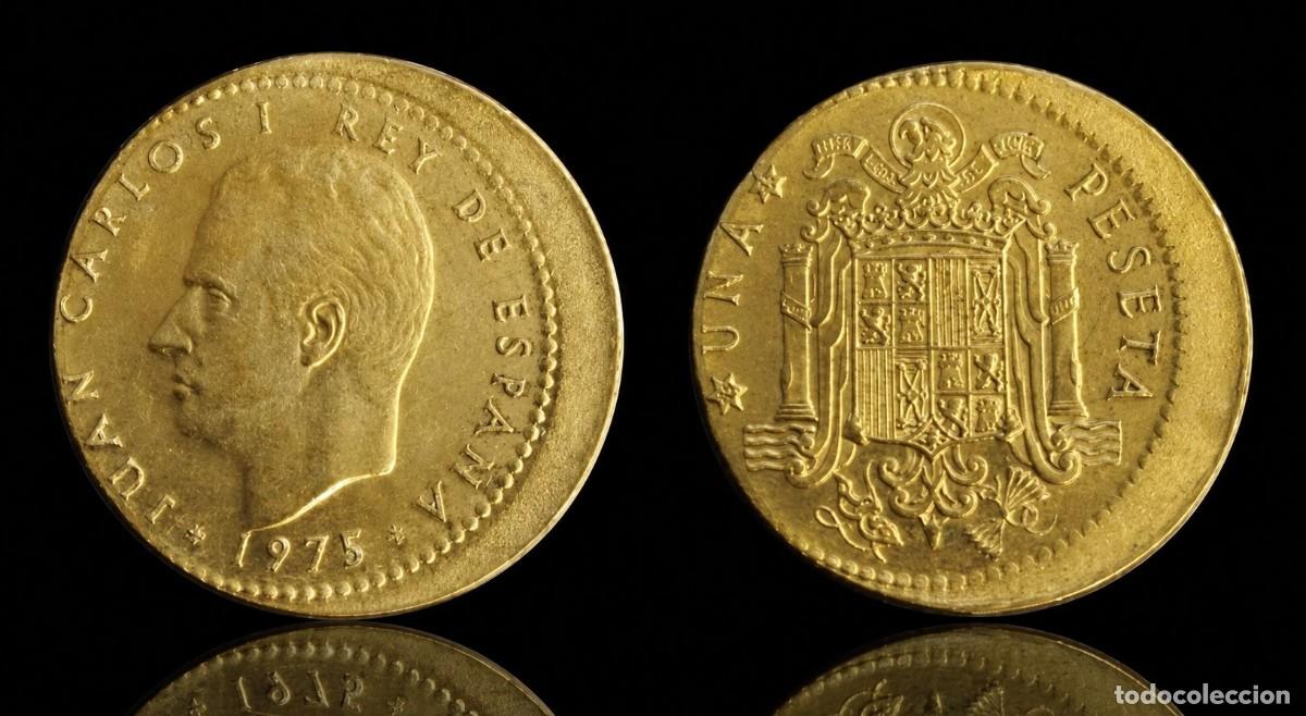 Monedas Juan Carlos I: Espa&ntilde;a Juan Carlos I - 1 Peseta 1975 78/79 Error desplazada Km 806 Sc- aUnc