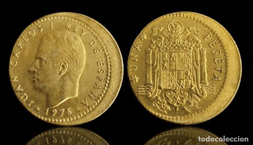 Moedas Juan Carlos I: Espa&ntilde;a Juan Carlos I - 1 Peseta 1975 78/79 Error desplazada Km 806 Sc- aUnc