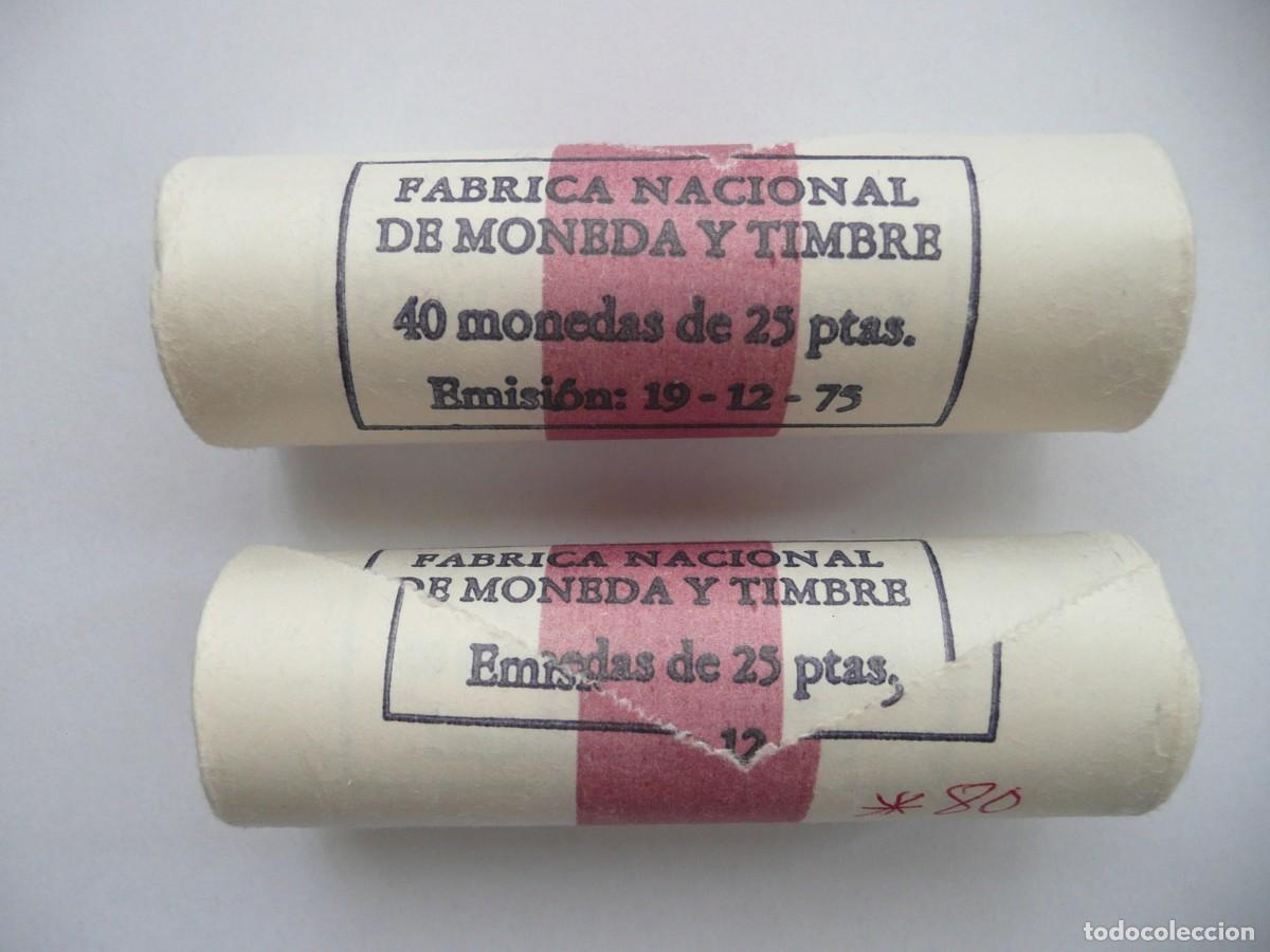 Monedas Juan Carlos I: MONEDAS:-2 CARTUCHOS FNMT DE 25 PTS. A&Ntilde;O 1975*80, SIN ABRIR.