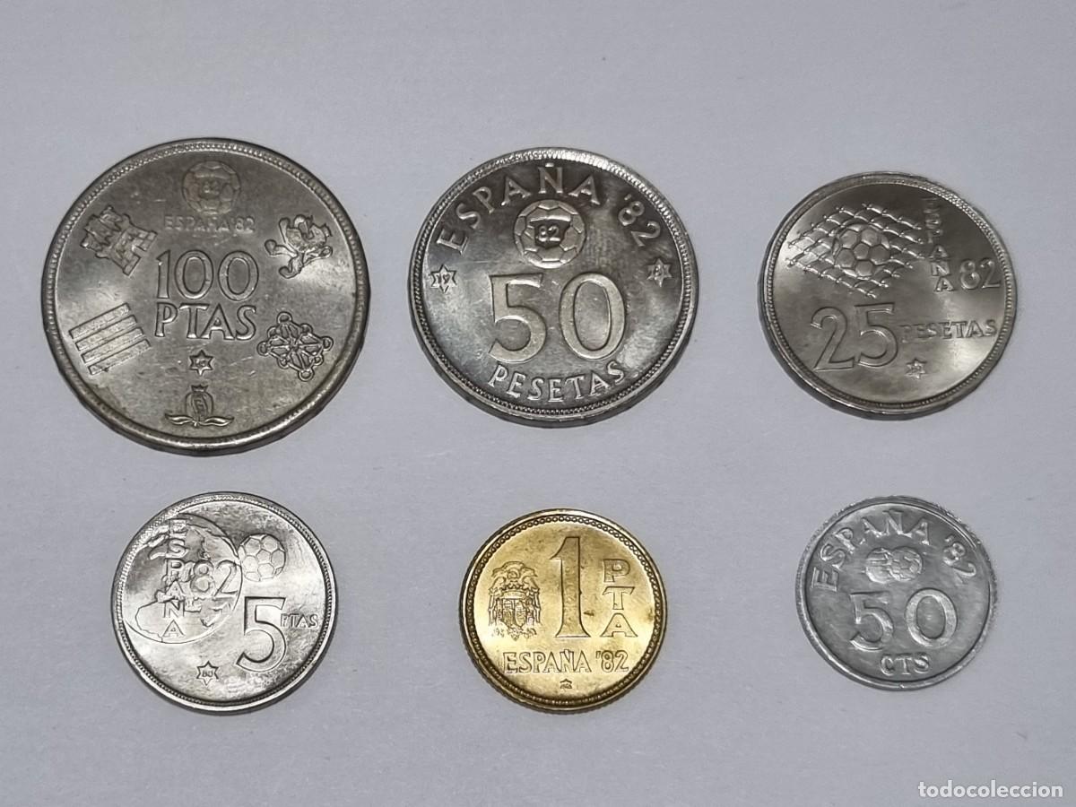 Monedas Juan Carlos I: Lote Mundial 82 Moneda Espa&ntilde;a 100 50 25 5 1 Pesetas Cts Conmemorativa Coleccion