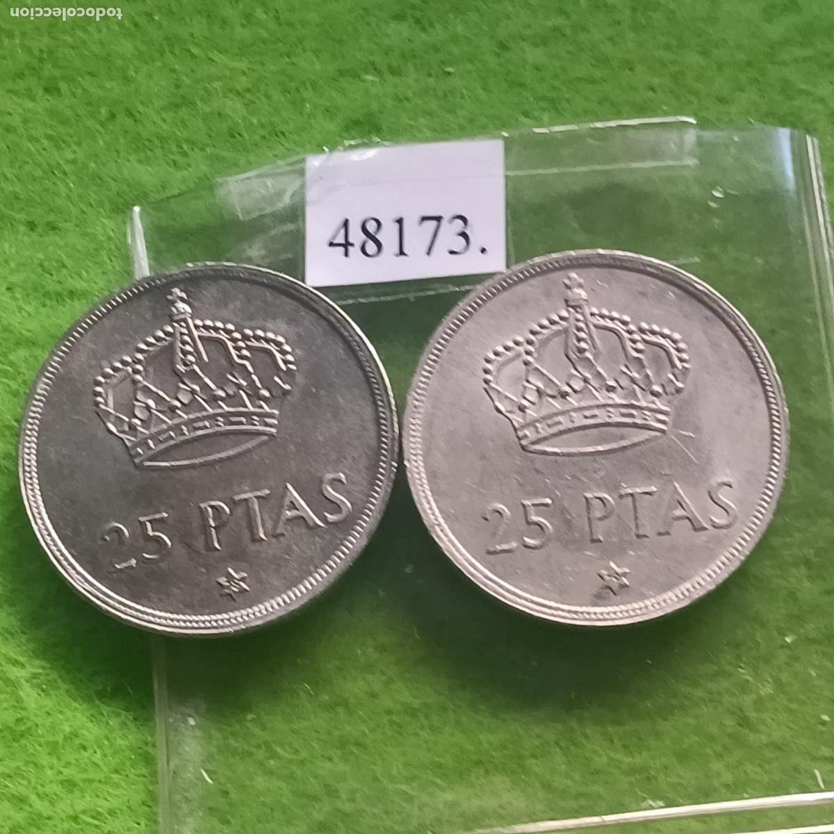 Monedas Juan Carlos I: Espa&ntilde;a 25 pesetas 1975-78-79, lote 2 monedas, Juan Carlos I , 48173