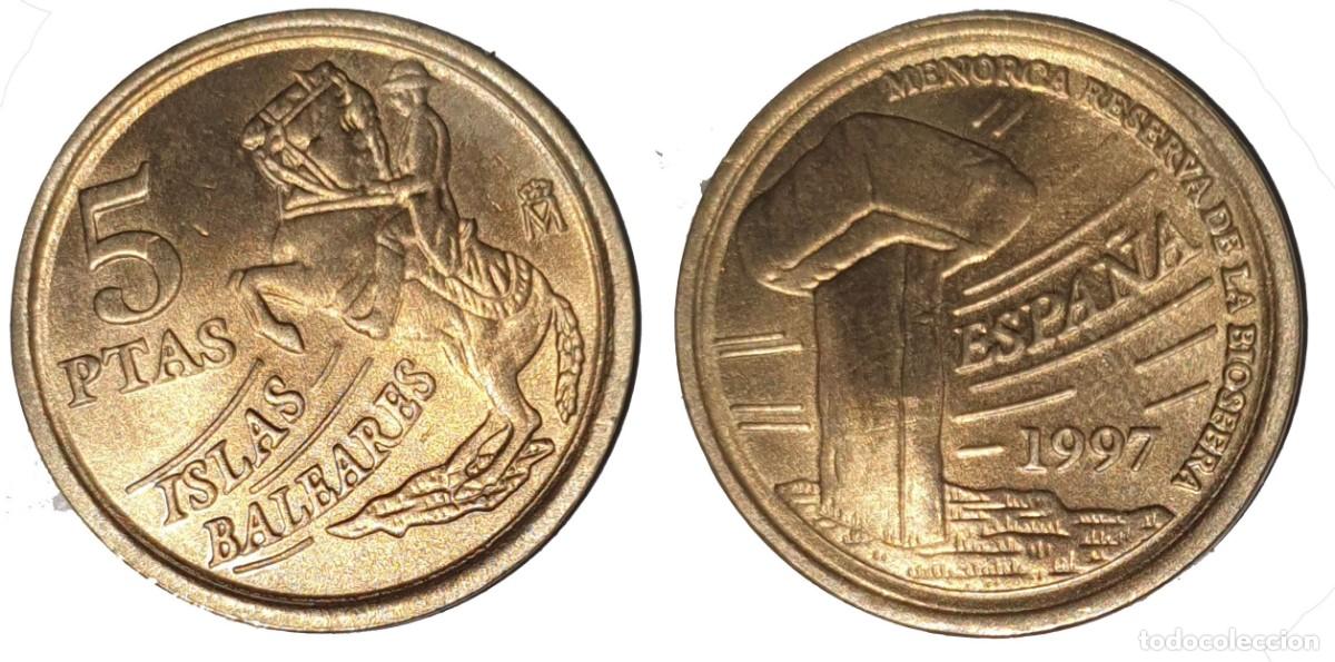 Monedas Juan Carlos I: Espa&ntilde;a 5 Pesetas 1997 Islas Baleares (Menorca) &ndash; KM#981