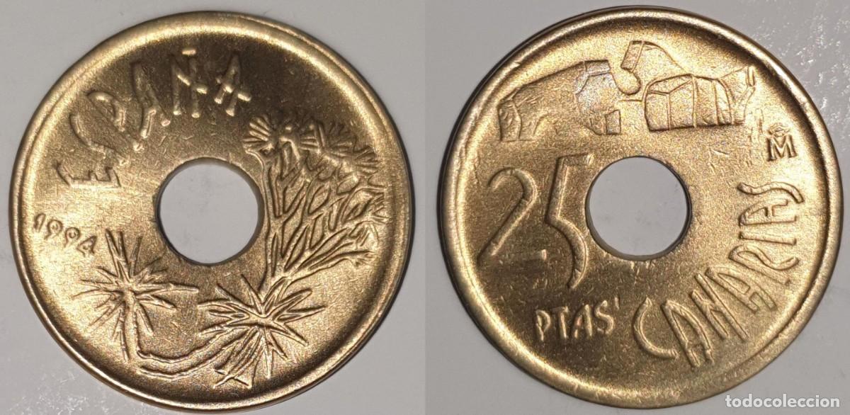 Monedas Juan Carlos I: Espa&ntilde;a 25 Pesetas 1994 Islas Canarias &ndash; KM#933