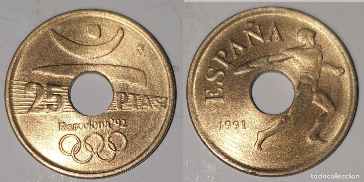 Monedas Juan Carlos I: Espa&ntilde;a 25 Pesetas 1991 XXV Juegos Ol&iacute;mpicos de Verano, Barcelona 1992 / Emblema Ol&iacute;mpico &ndash; KM#850