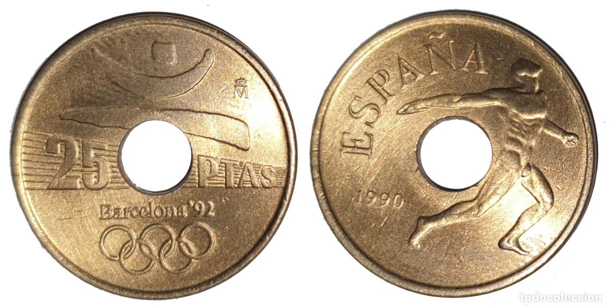 Monedas Juan Carlos I: Espa&ntilde;a 25 Pesetas 1990 XXV Juegos Ol&iacute;mpicos de Verano, Barcelona 1992 / Emblema Ol&iacute;mpico &ndash; KM#850