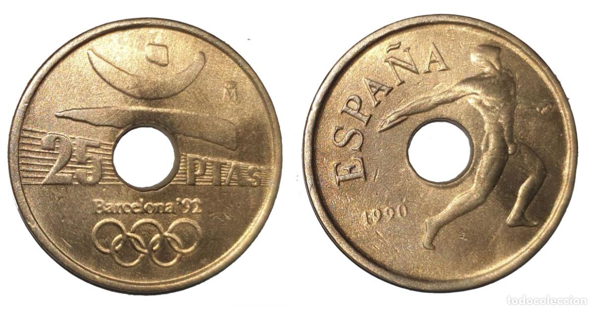 Monedas Juan Carlos I: Espa&ntilde;a 25 Pesetas 1990 XXV Juegos Ol&iacute;mpicos de Verano, Barcelona 1992 / Emblema Ol&iacute;mpico &ndash; KM#850
