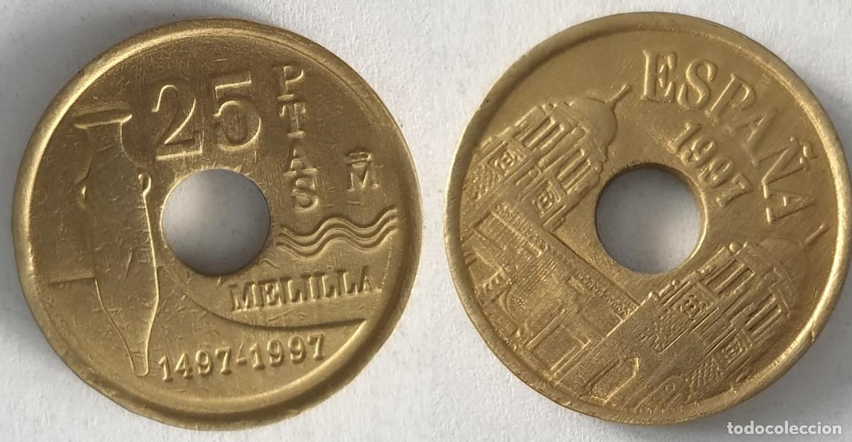 Monedas Juan Carlos I: Espa&ntilde;a 25 Pesetas 1997 Melilla &ndash; V Centenario de la Fundaci&oacute;n (1497-1997) &ndash; KM#983