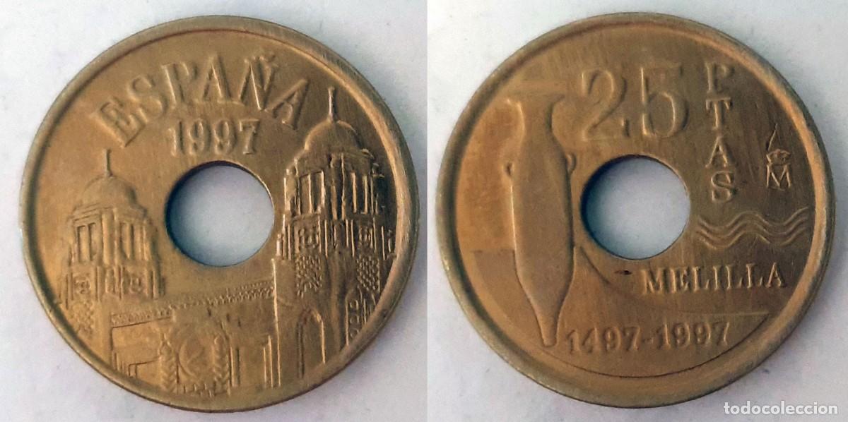 Monedas Juan Carlos I: Espa&ntilde;a 25 Pesetas 1997 Melilla &ndash; V Centenario de la Fundaci&oacute;n (1497-1997) &ndash; KM#983