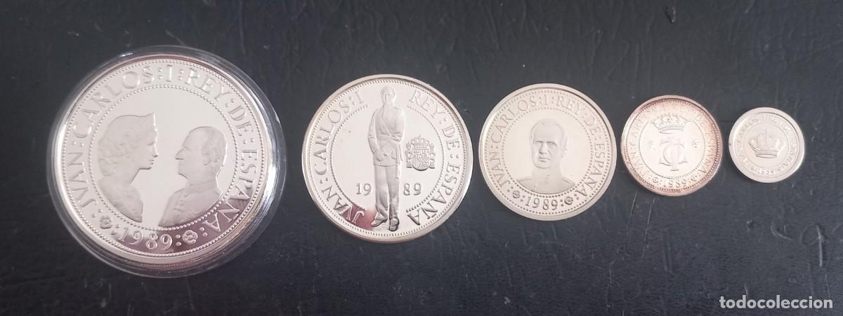 Monedas Juan Carlos I: Serie 5 monedas plata V Centenario Descubrimiento de America 1989