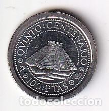 Monedas Juan Carlos I: MONEDA DE PLATA DE ESPA&Ntilde;A DE 100 PESETAS DEL A&Ntilde;O 1989 QUINTO CENTENARIO (PIRAMIDE)