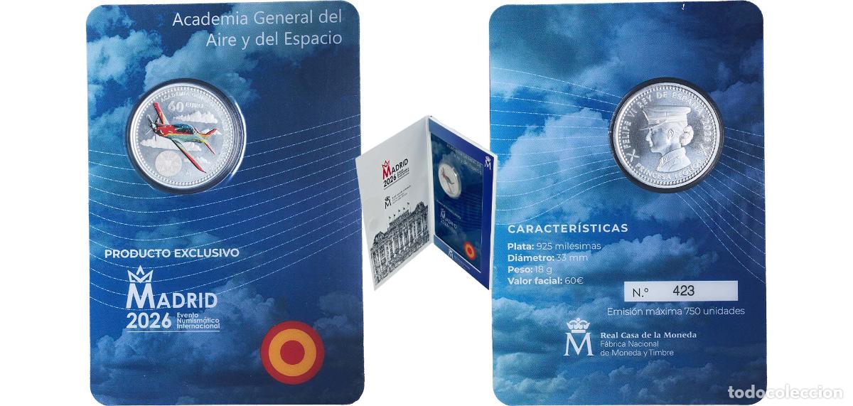 Monedas Juan Carlos I: Spain Kingdom 2026 M 60 Euros - Felipe VI (General Air and Space Academy. Producto Exclusivo Madrid
