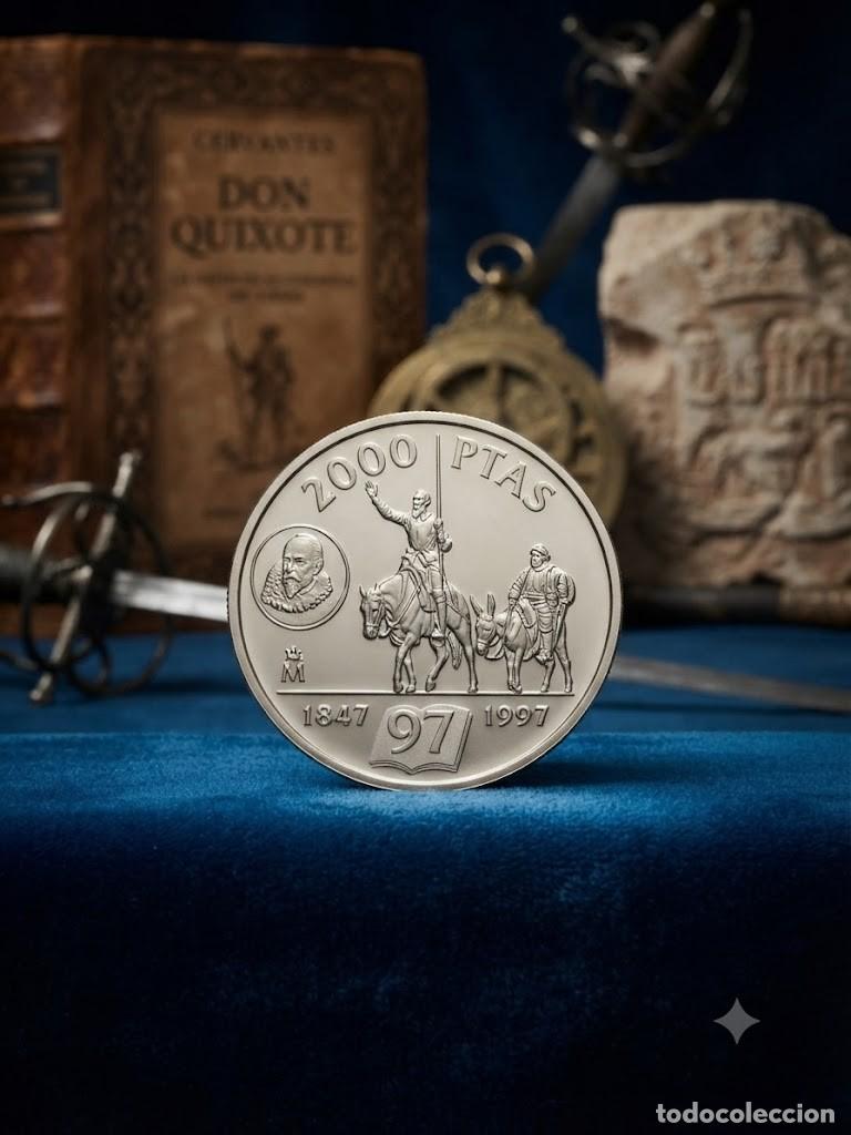 Monedas Juan Carlos I: Moneda plata 2000 pts El Quijote de Cervantes a&ntilde;o 1997