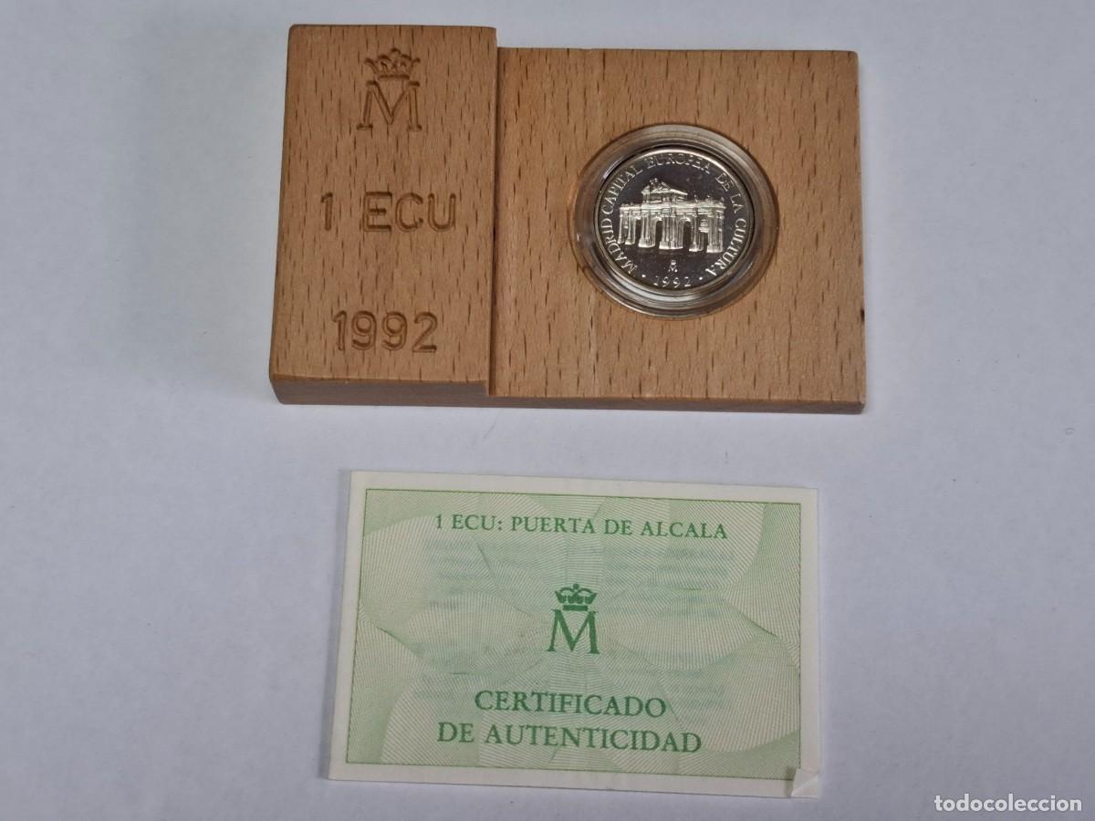 Monedas Juan Carlos I: Estuche Moneda de1 ECU de PLATA de 1992 BANCO DE ESPA&Ntilde;A, Madrid Capital Europea de la Cultura,