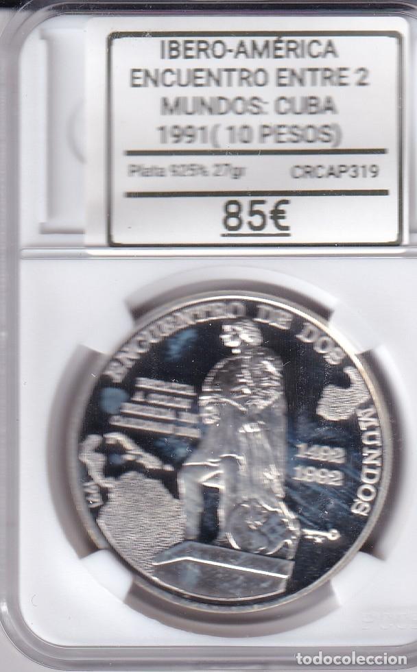 Monedas Juan Carlos I: CRCAP319 MONEDA IBERO-AMERICA ENCUENTRO ENTRE 2 MUNDOS CUBA 10 PESOS 1991
