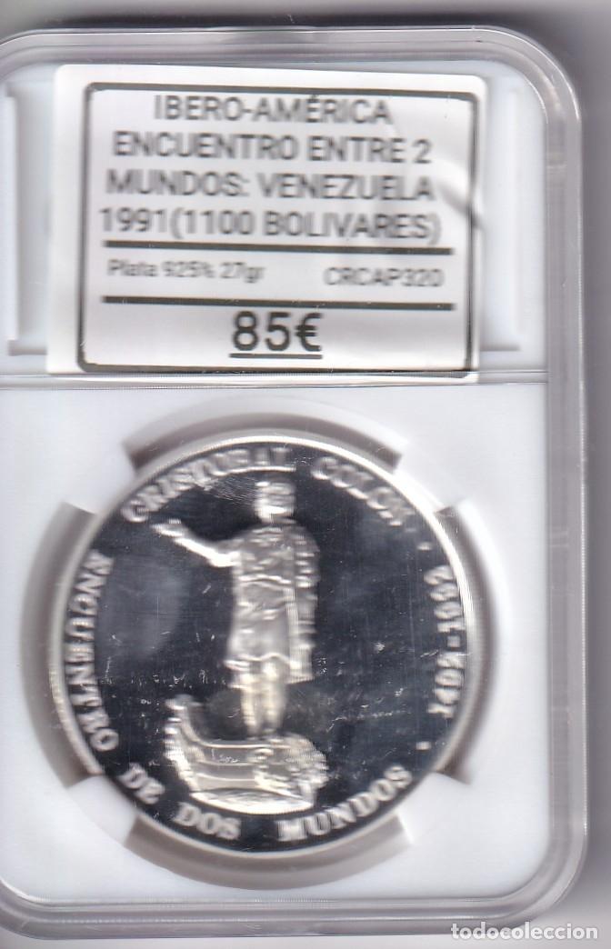 Monedas Juan Carlos I: CRCAP320 MONEDA IBERO-AMERICA ENCUENTRO ENTRE 2 MUNDOS VENEZUELA 1100 BOLIVARES 1991