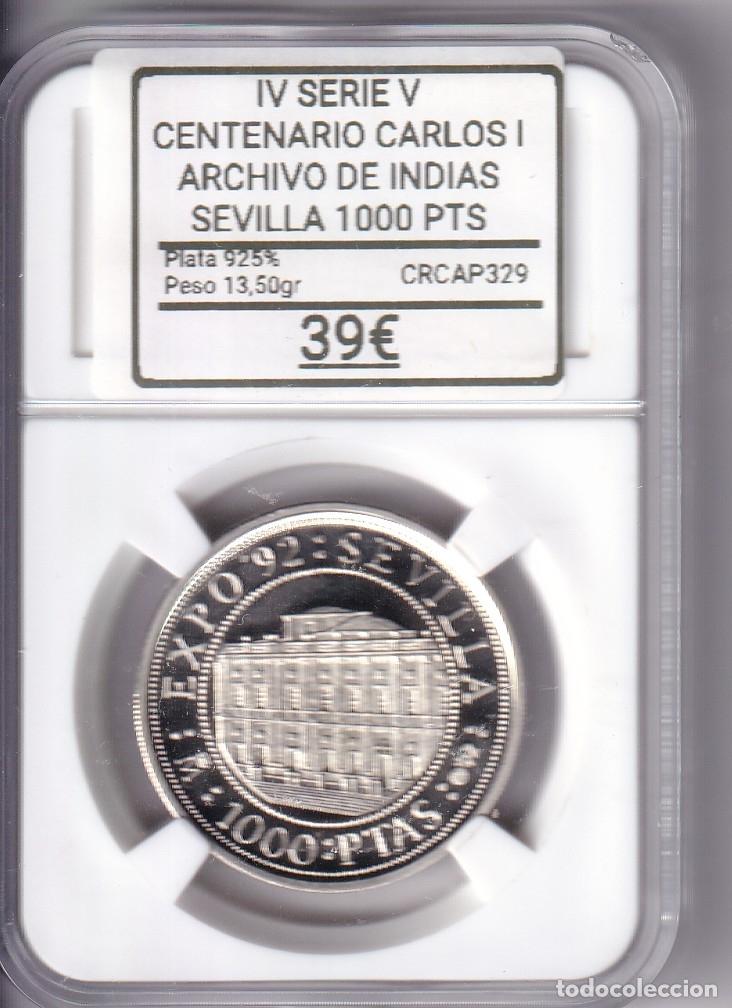 Monedas Juan Carlos I: CRCAP329 MONEDA IV SERIE V CENTENARIO CARLOS I ARCHIVO DE INDIAS SEVILLA 1000 PESETAS 1992