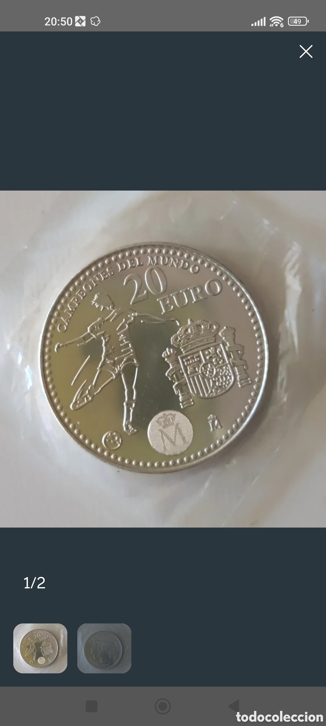 Monedas Juan Carlos I: Moneda de plata 20&euro; 2010. Mundial de f&uacute;tbol. Precintada