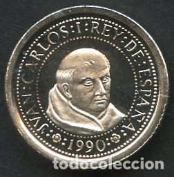 Monedas Juan Carlos I: MONEDA DE PLATA, MONEDAS QUINTO CENTENARIO, VALOR: 100 PESETAS, 1990, FDC MATE