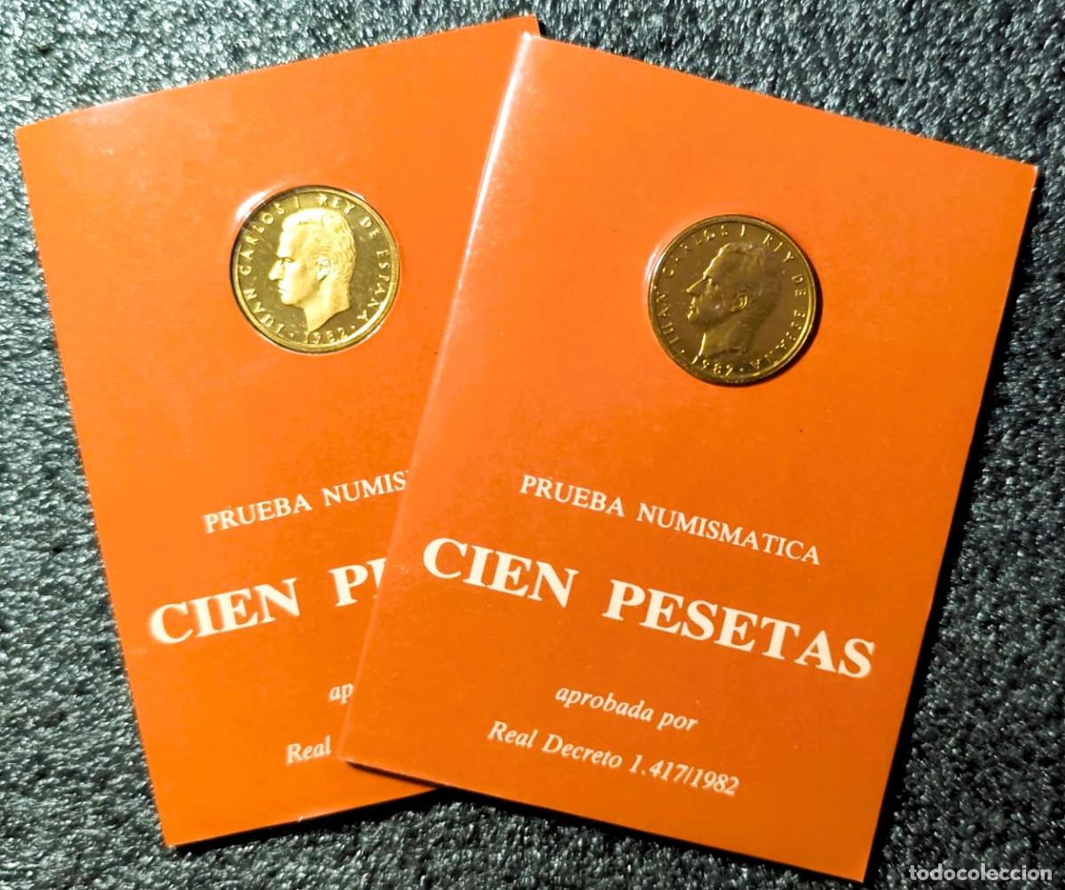 Monedas Juan Carlos I: Espa&ntilde;a &ndash; Juan Carlos I, 2 x 100 Pesetas 1982 &ndash; Prueba FNMT, Variante: Flor de lis Lote 2582