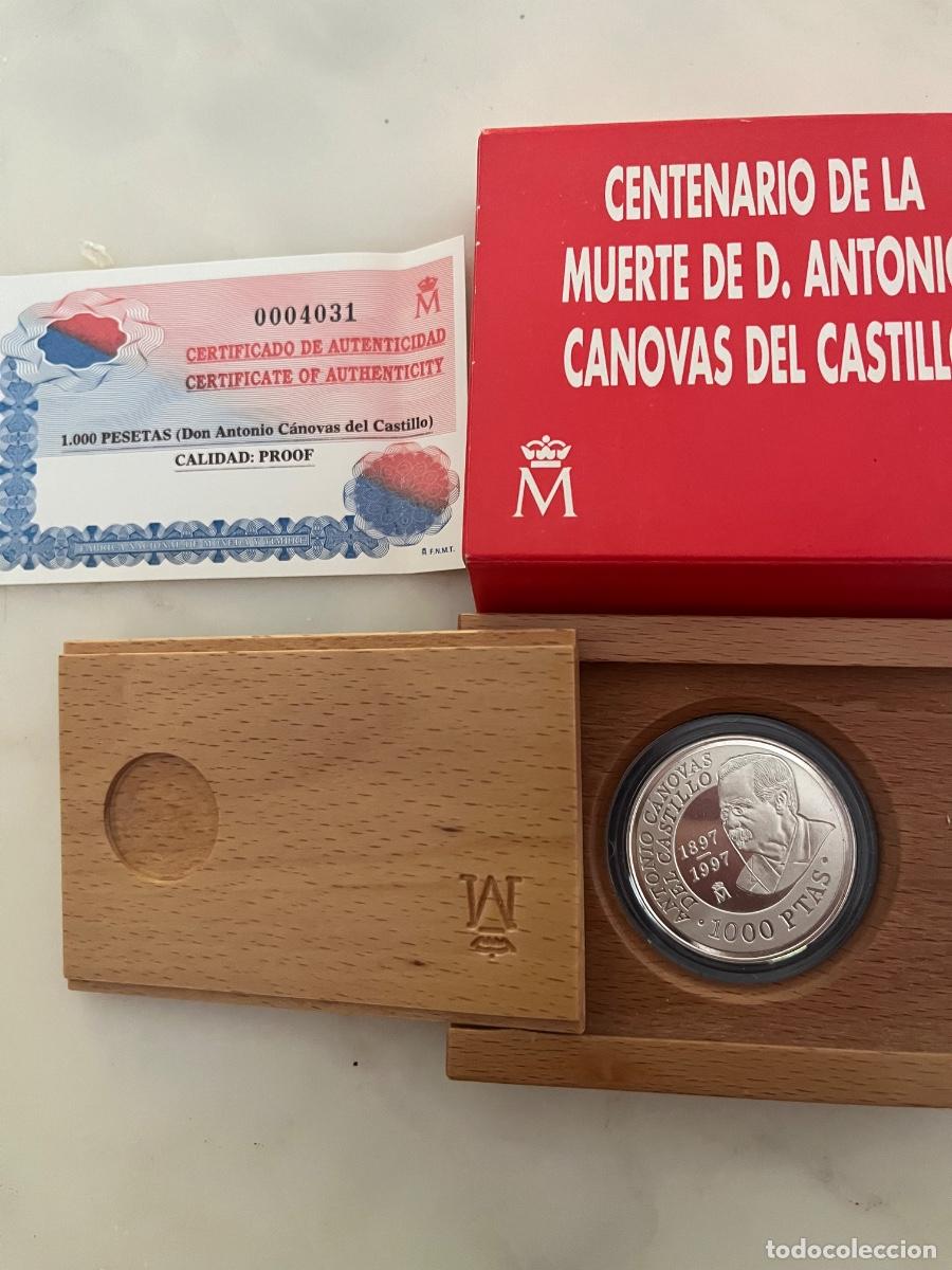 Monedas Juan Carlos I: 1000 pesetas de plata. A&ntilde;o 2000. Centenario de la muerte de C&aacute;novas del Castillo