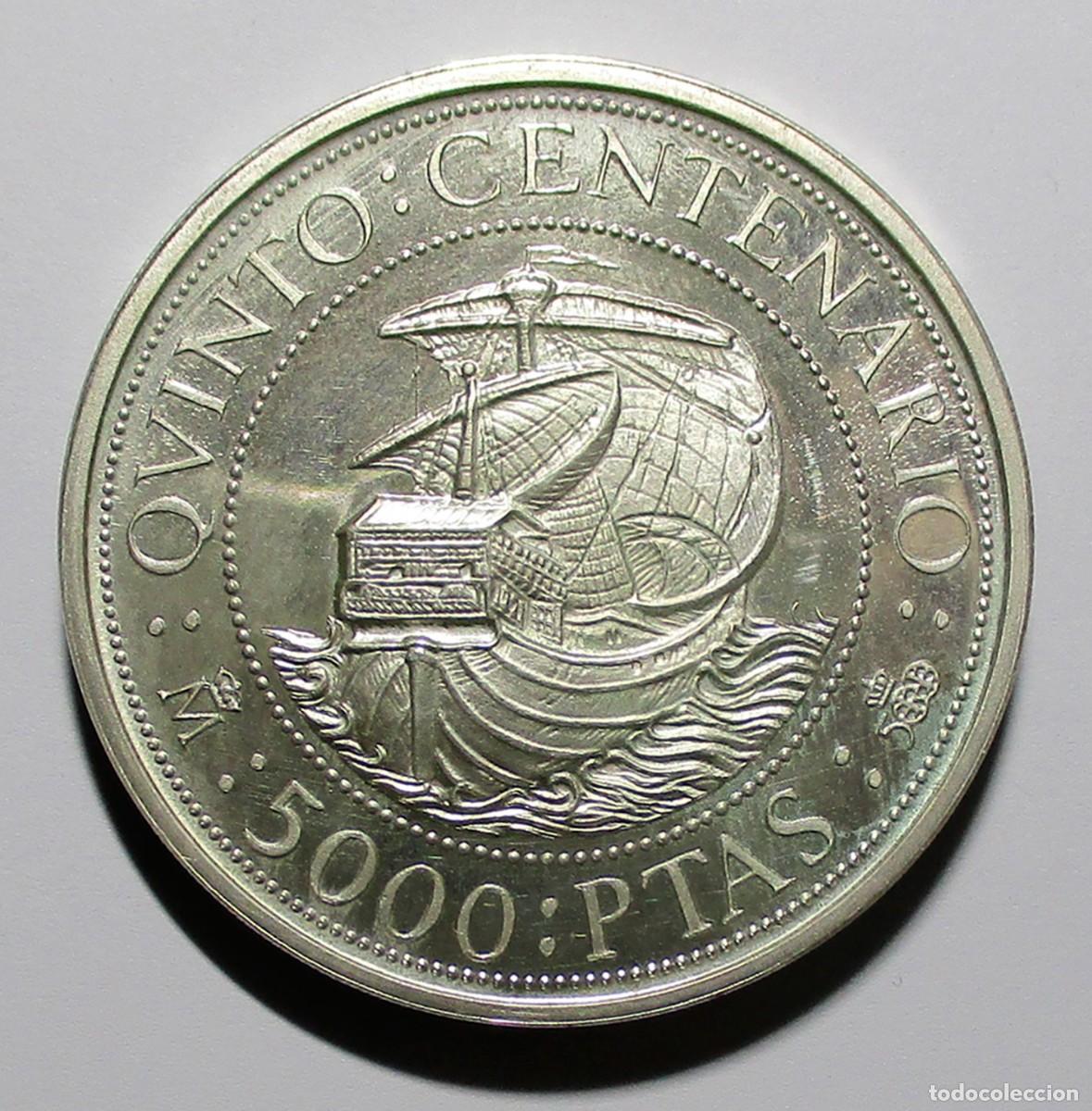 Monedas Juan Carlos I: 5000 PESETAS DE 1989. QUINTO CENTENARIO DEL DESCIBRIMIENTO DE AMERICA. LOTE 5727