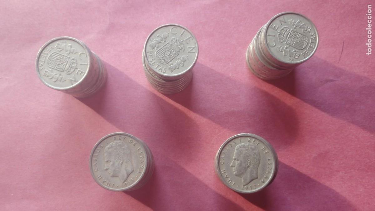 Monedas Juan Carlos I: JUAN CARLOS I.-MONEDAS.-100 PESETAS.-LOTE DE 50 MONEDAS.-A&Ntilde;OS 80.
