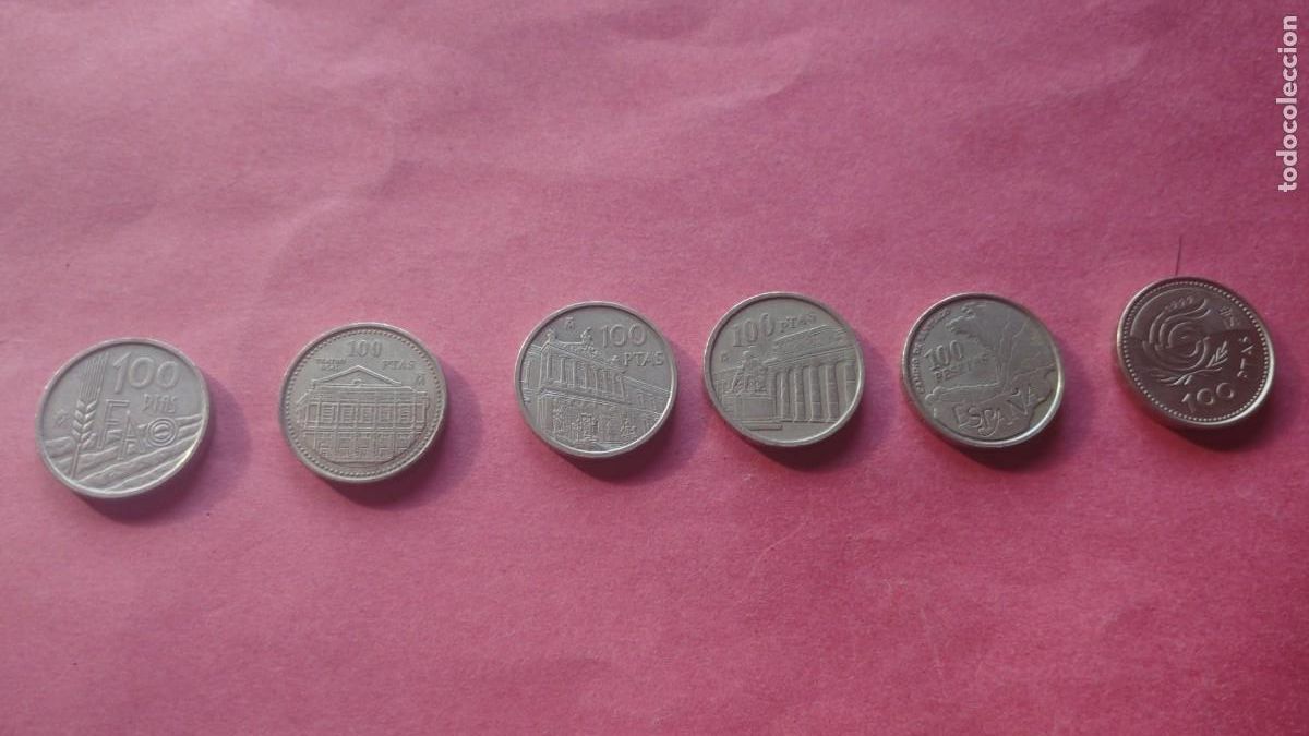 Monedas Juan Carlos I: JUAN CARLOS I.-MONEDAS.-100 PESETAS.-LOTE DE 6 MONEDAS.-A&Ntilde;OS 90.