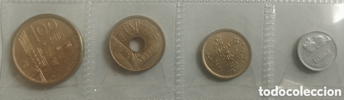 Monedas Juan Carlos I: LOTE CUATRO MONEDAS JUAN CARLOS I A&Ntilde;O 1995 DE 1-5-25 Y 100 PTAS LIS REVERSO SC