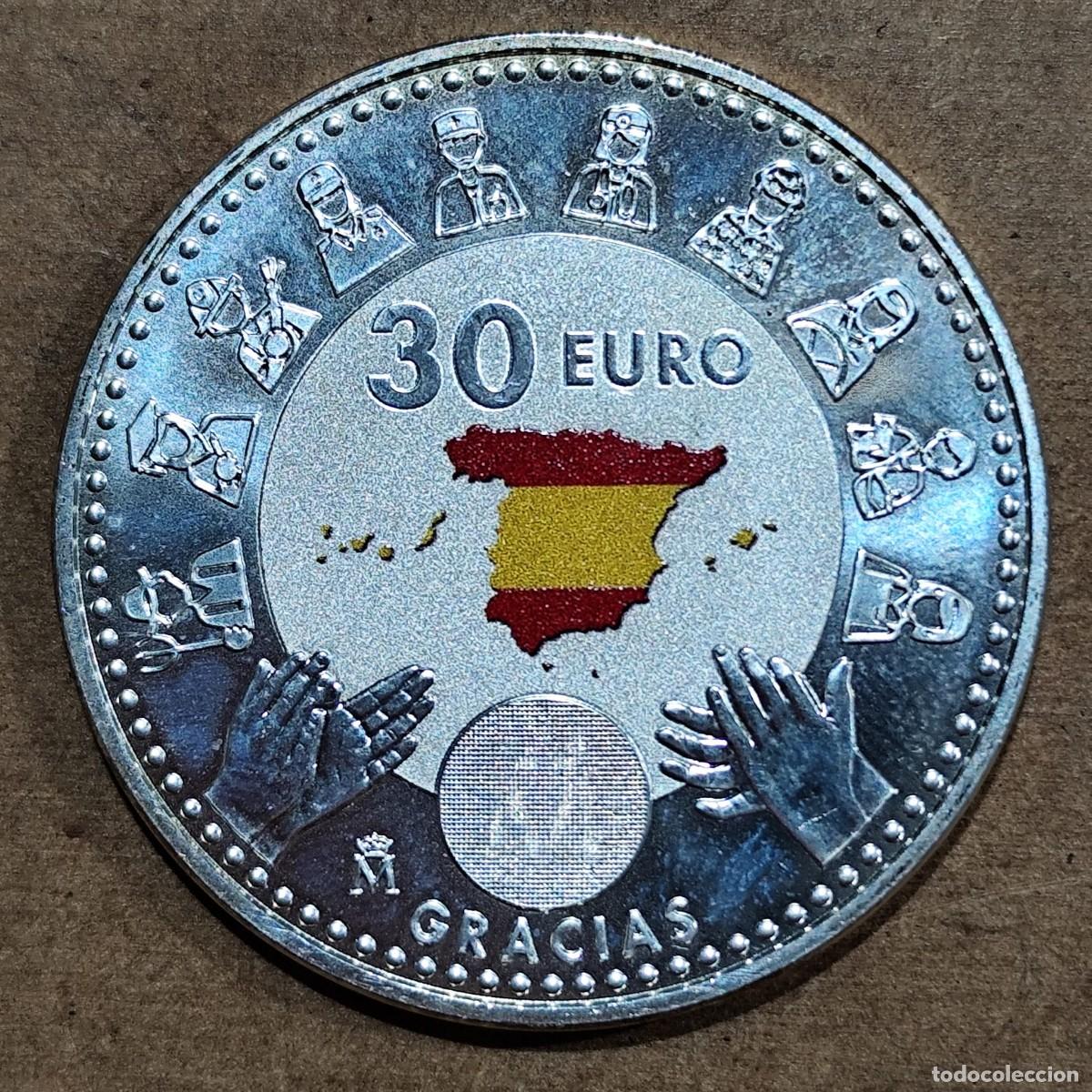 Monedas Juan Carlos I: MONEDA PLATA - 30 EUROS - COVID-19 - GRACIAS - 2020 - FELIPE VI Y LETIZIA - RARA - 30&euro; - OPORTUNIDAD