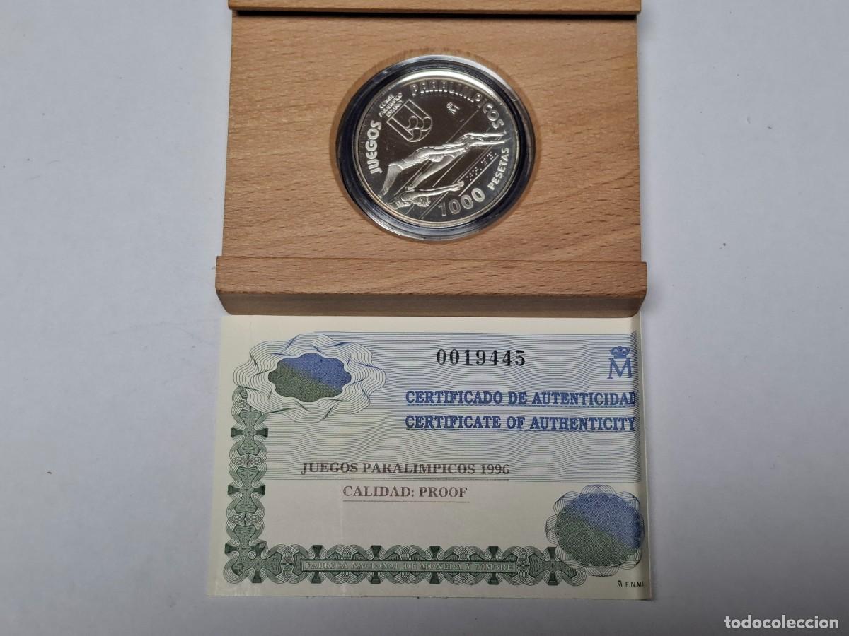 Monedas Juan Carlos I: Estuche moneda de PLATA de MIL PESETAS de 1996 JUEGOS PARAOLIMPICOS en PROOF