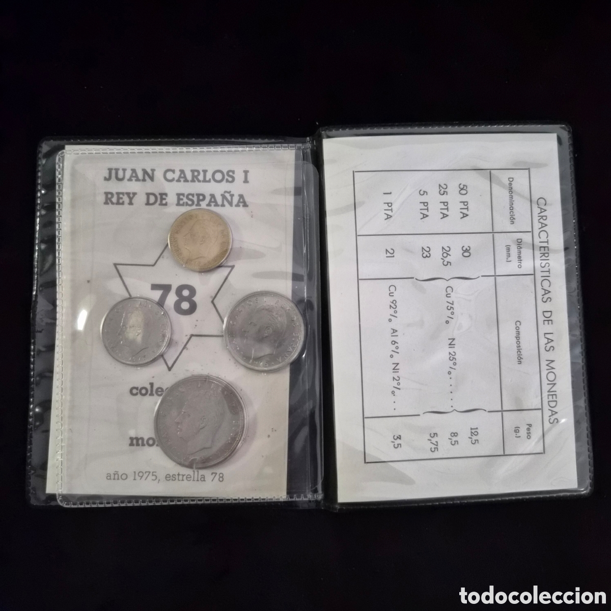 Monedas Juan Carlos I: Cartera Juan Carlos I &ndash; Serie Numism&aacute;tica 1975*78 &ndash; 4 monedas