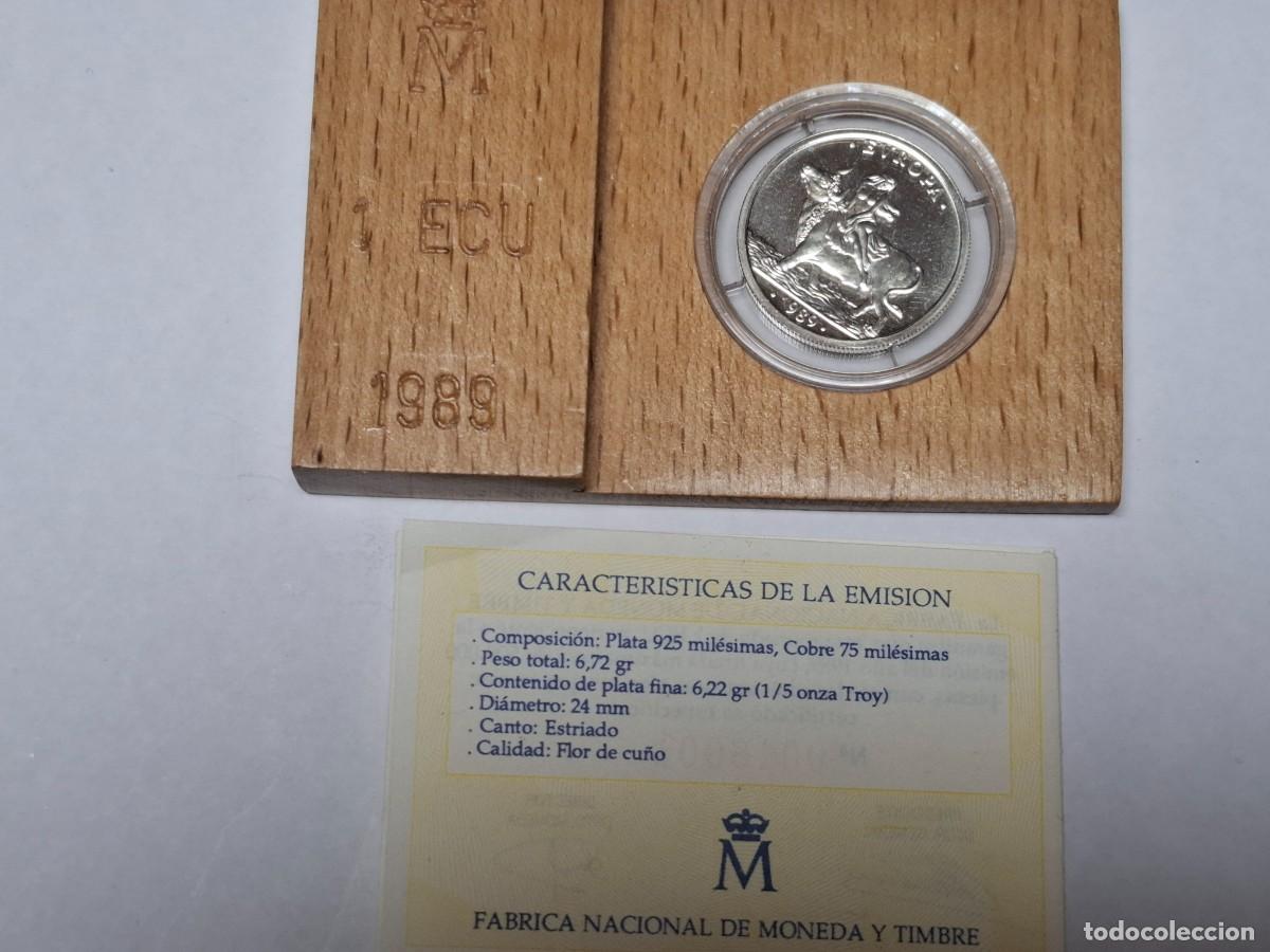 Monedas Juan Carlos I: Estuche madera MONEDA de 1 ECU de 1989 EUROPA BANCO DE ESPA&Ntilde;A