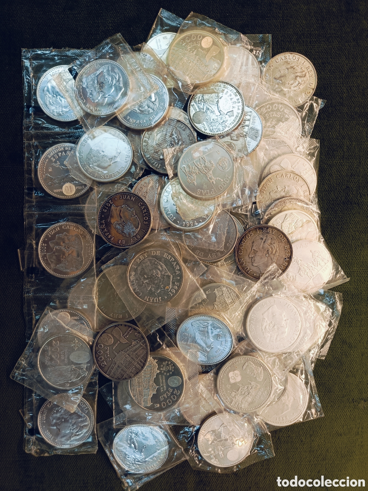Monedas Juan Carlos I: GRAN LOTE DE 62 MONEDAS 2000 PESETAS 12 EUROS DE PLATA