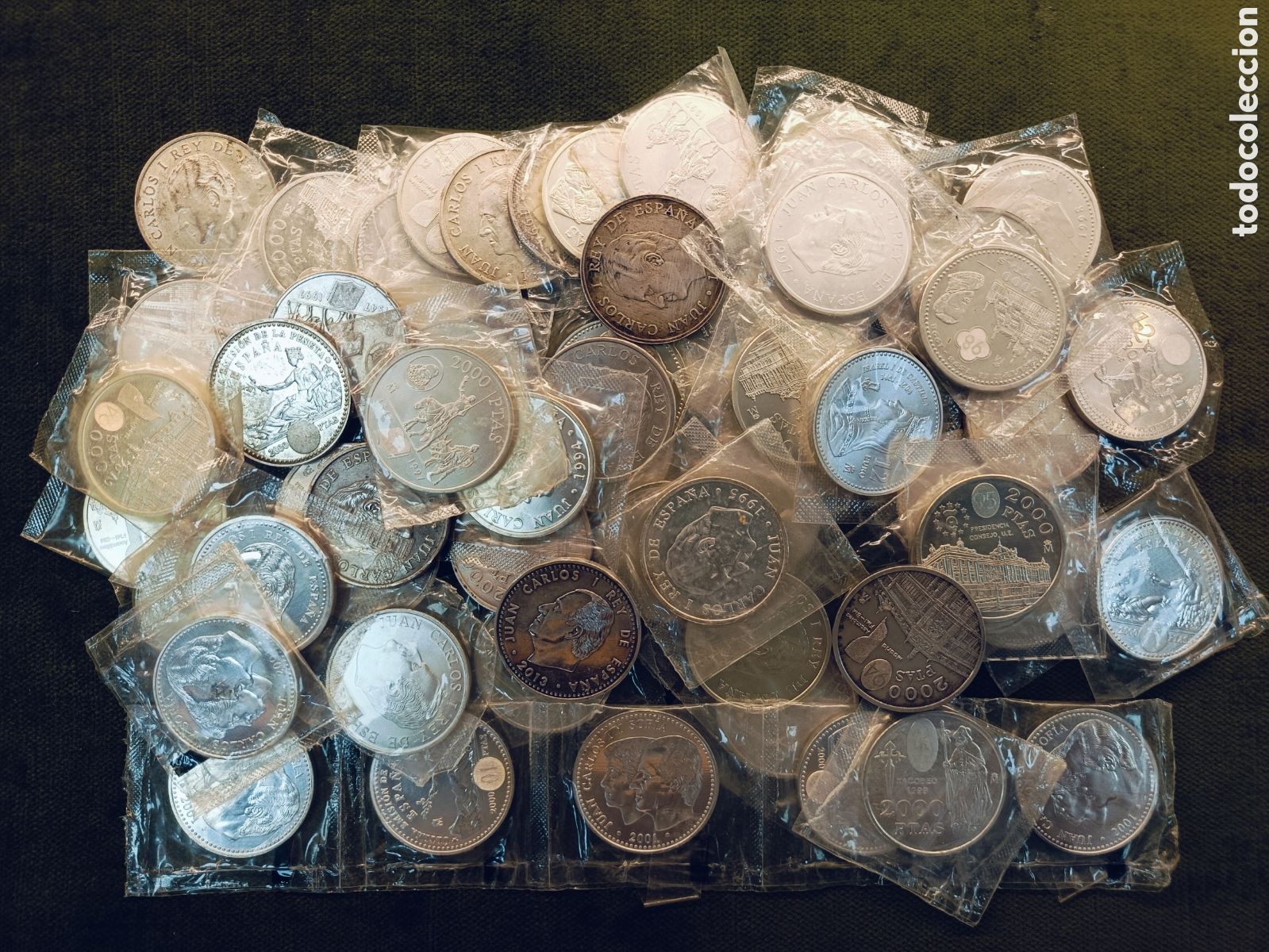 Monedas Juan Carlos I: GRAN LOTE DE 62 MONEDAS 2000 PESETAS 12 EUROS DE PLATA