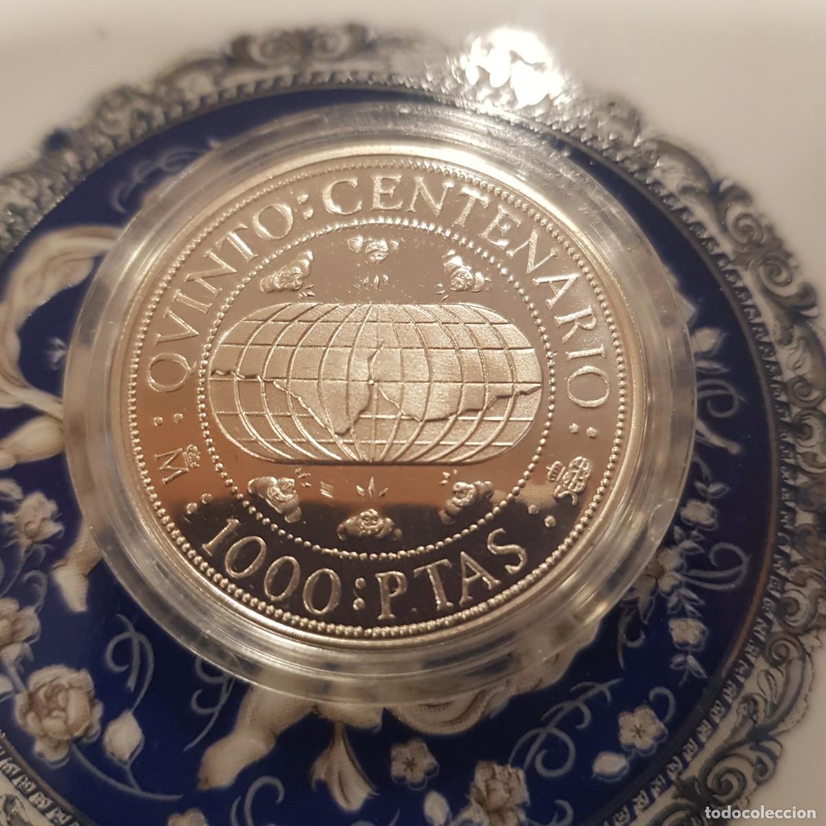 Monedas Juan Carlos I: Moneda 1000 Pesetas Plata Quinto Centenario Juan Carlos I Rey de Espa&ntilde;a 1990