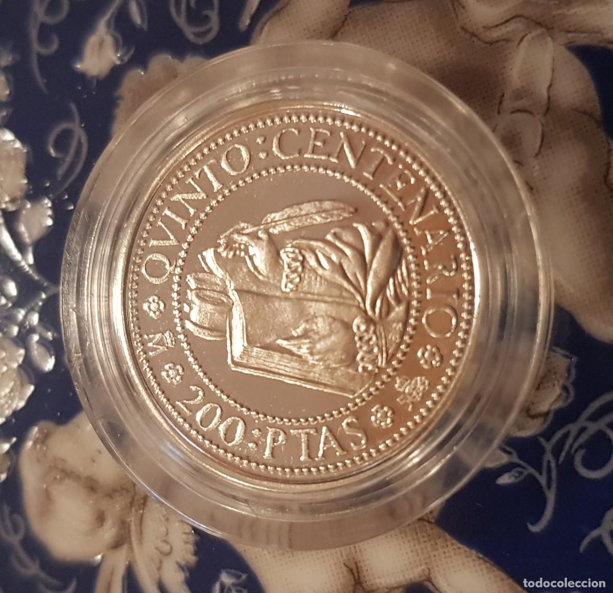 Monedas Juan Carlos I: Moneda 200 Pesetas Plata Quinto Centenario Juan Carlos I Rey de Espa&ntilde;a 1990