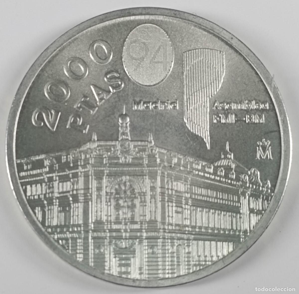 Monedas Juan Carlos I: Moneda de Espa&ntilde;a 2.000 pesetas de 1994 de plata (1994 Reuni&oacute;n del FMI en Madrid)